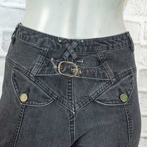 Judi Rosen NY Women's Crop Stretch denim Jeans Butt Buckle in washed black sz S - Picture 13 of 14